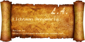 Lichtman Annamária névjegykártya